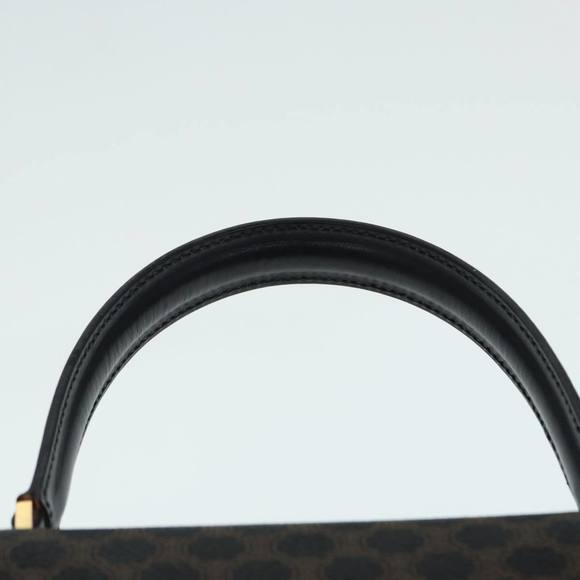 CELINE Macadam Canvas Hand Bag PVC Leather 2way Brown Black Auth 87641A - Picture 9 of 16